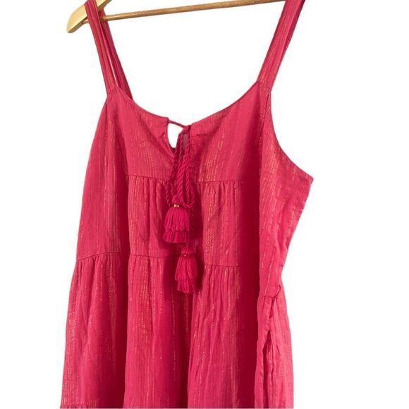 Karina Grimaldi Belle Maxi Tassel Dress in Pink Cherry, Size Medium - Picture 4 of 10